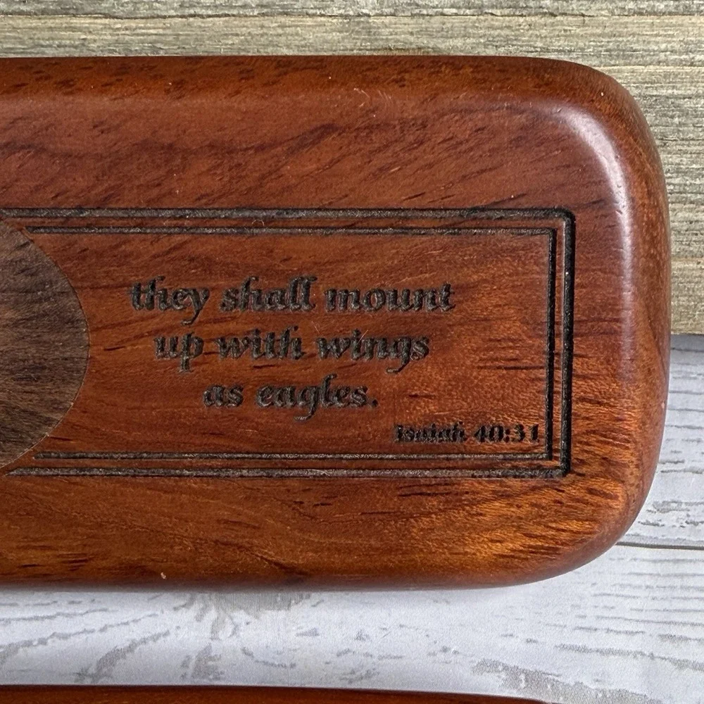 Handcrafted Wood Ballpoint Pen & Pencil Set Eagle Isaiah 40:31 Scripture Gift